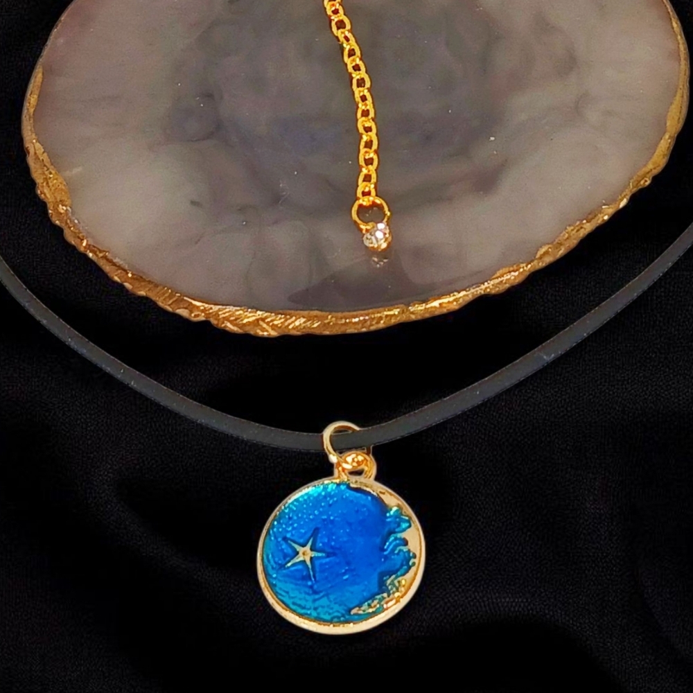 Cord Medallion Necklace Coin Pendant Galaxycore New Age Grunge 1990s Galactic